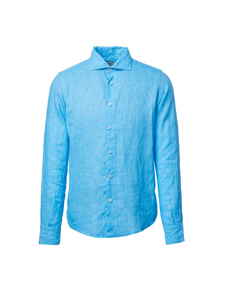 rinascente Altemflower Camicia azzurra in lino placcato