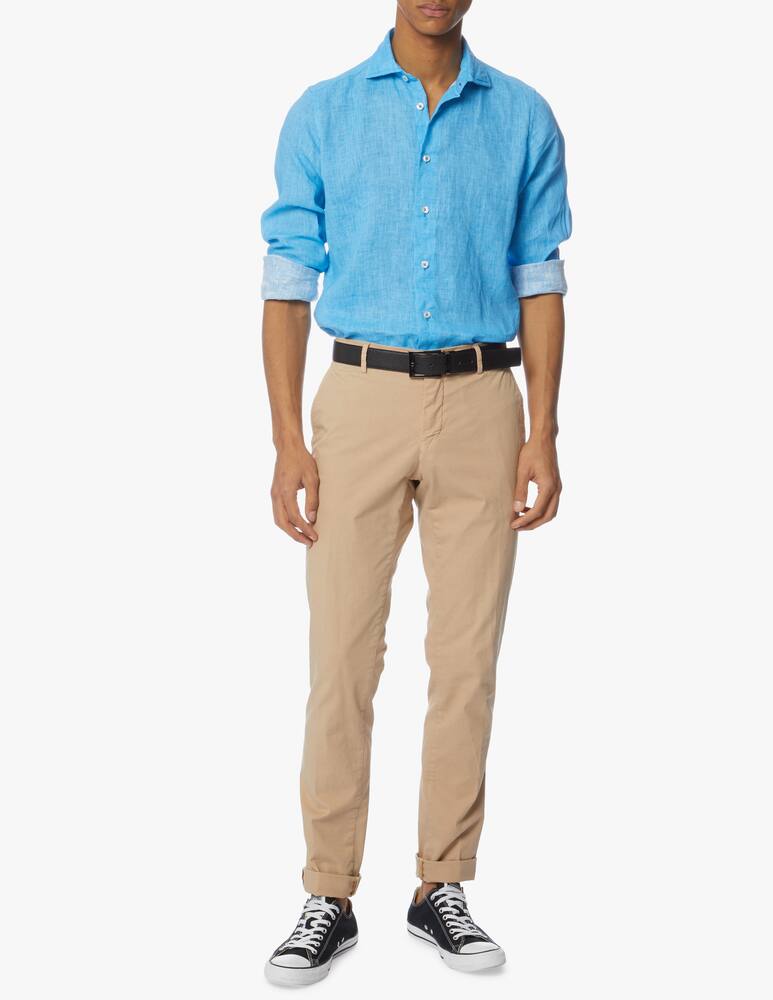 rinascente Altemflower Camicia azzurra in lino placcato