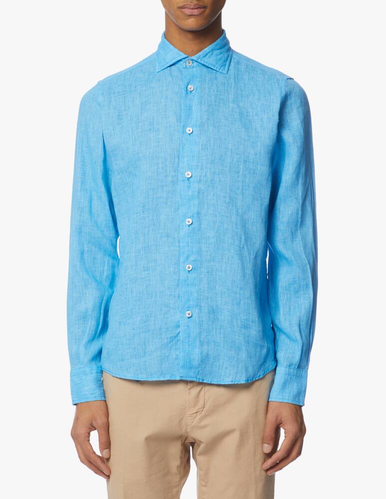 rinascente Altemflower Camicia azzurra in lino placcato