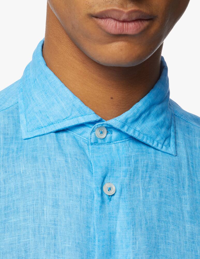 rinascente Altemflower Camicia azzurra in lino placcato