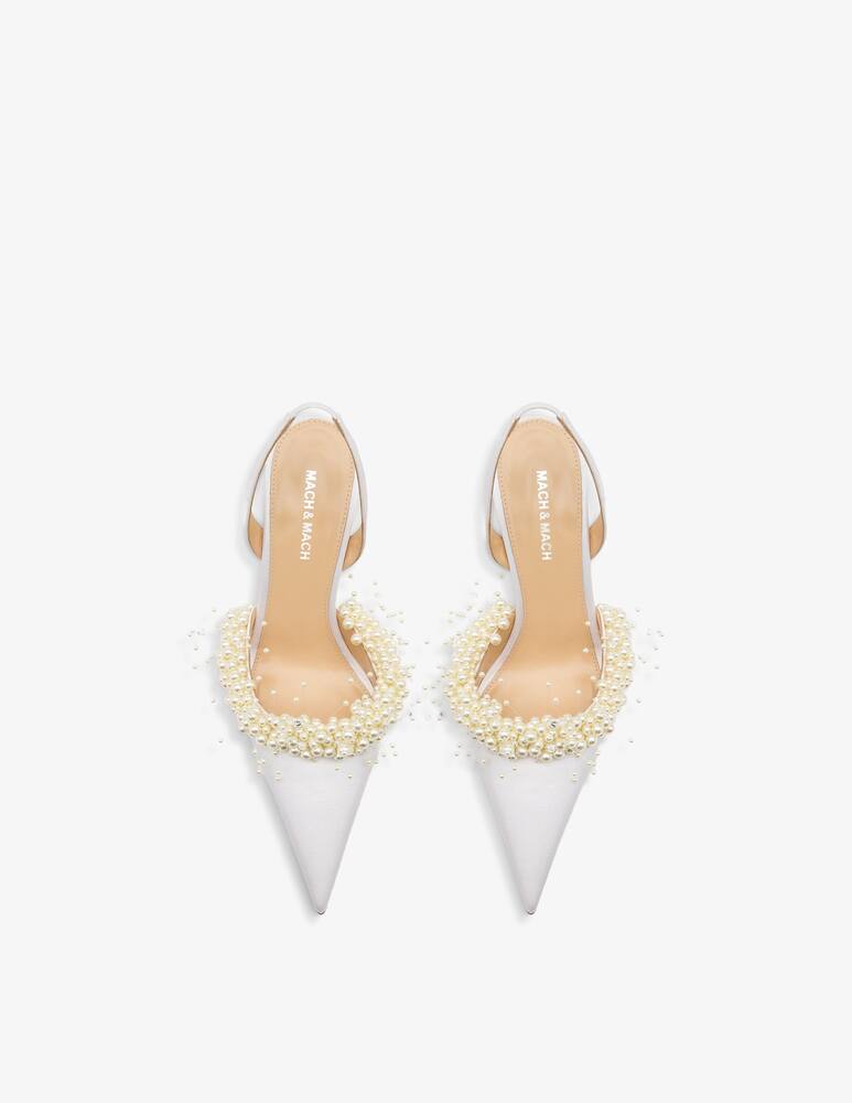 rinascente Mach & Mach Floating pearl bridal slingbacks