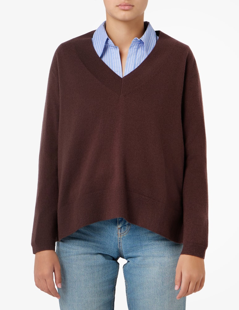 rinascente Pure Cashmere Maglione con collo a V e spacchi