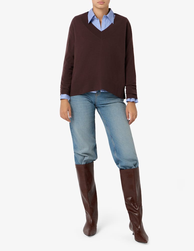 rinascente Pure Cashmere Maglione con collo a V e spacchi