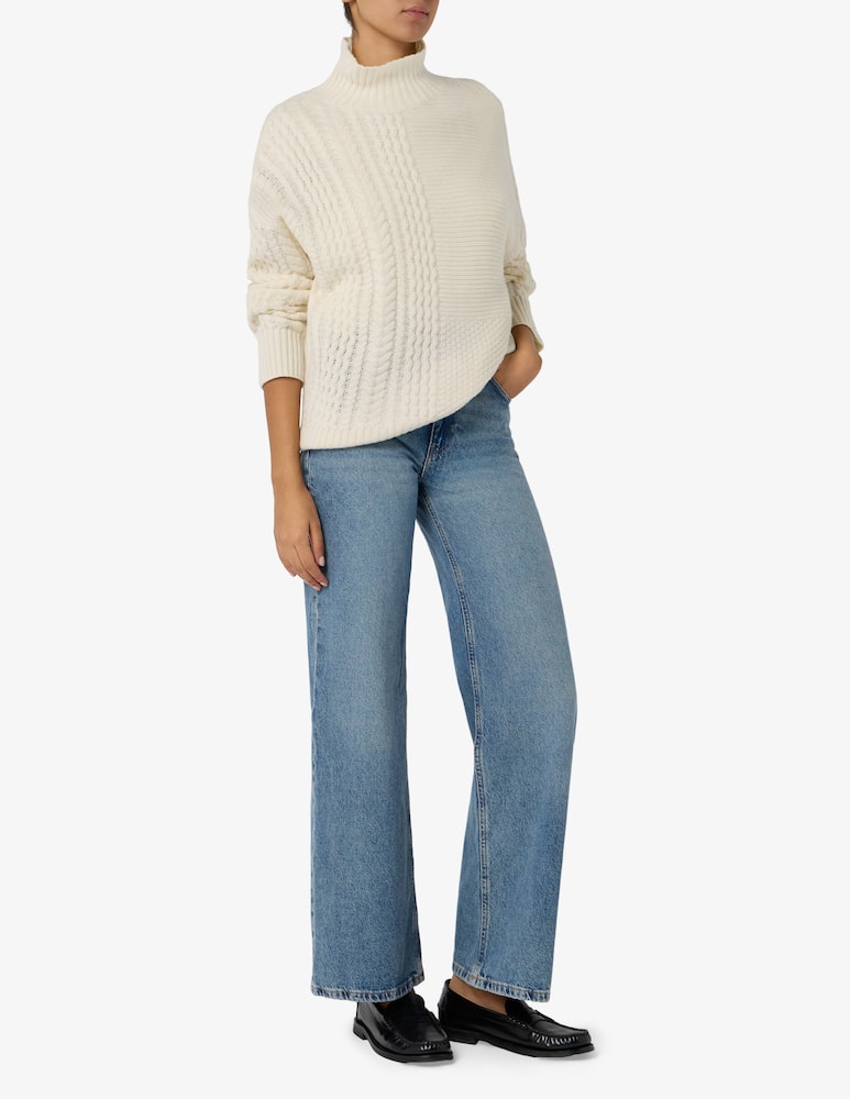 Pure Cashmere Crater neck cable jumper - picture 2 Pure Cashmere Crater neck cable jumper - picture 2