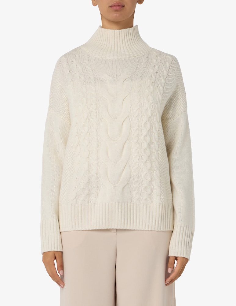 Pure Cashmere Crater neck cable jumper - picture 1 Pure Cashmere Crater neck cable jumper - picture 1
