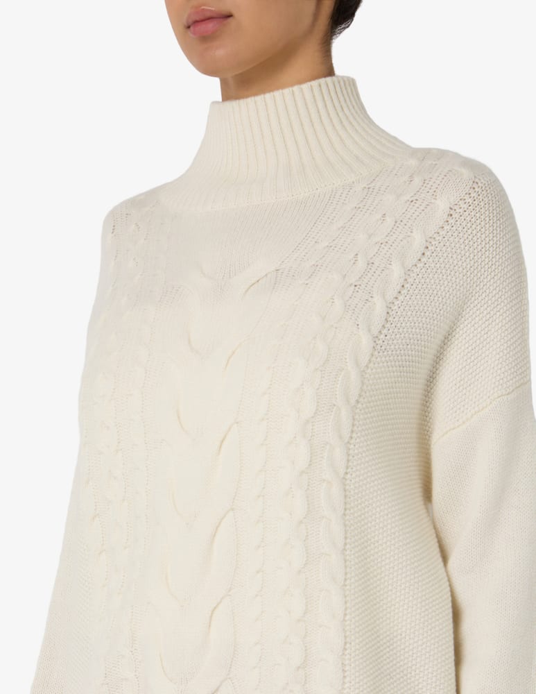 Pure Cashmere Crater neck cable jumper - picture 4 Pure Cashmere Crater neck cable jumper - picture 4