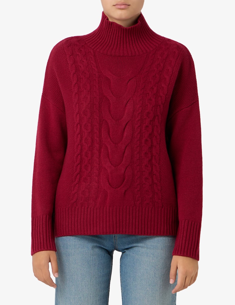 Pure Cashmere Crater neck cable jumper - picture 1 Pure Cashmere Crater neck cable jumper - picture 1
