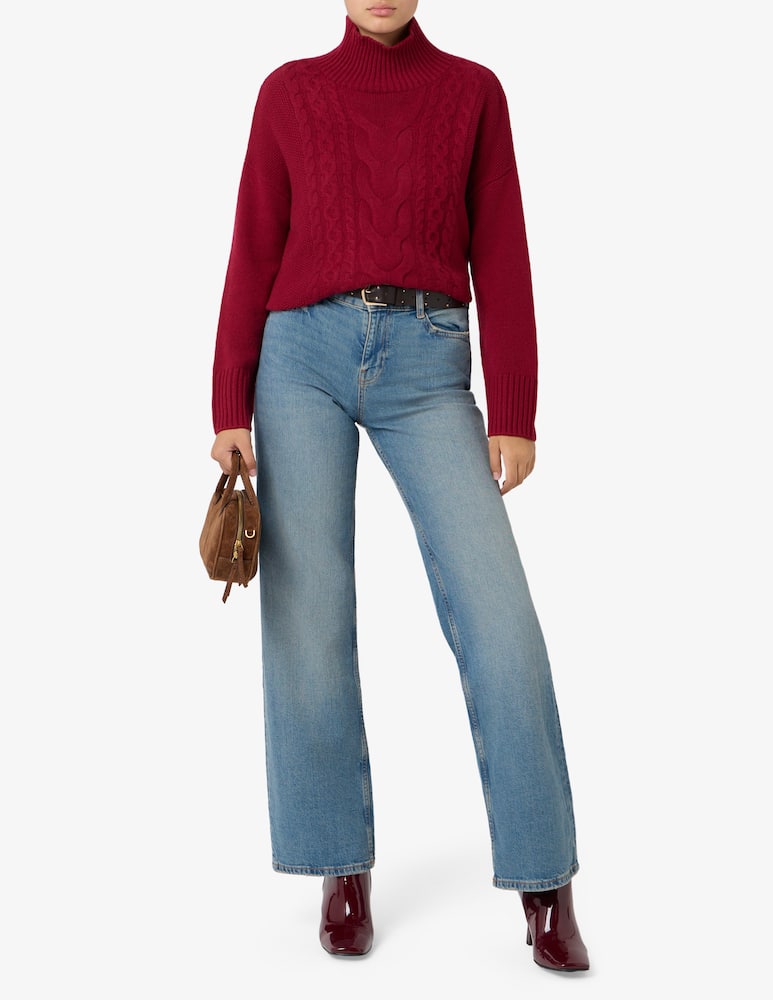 Pure Cashmere Crater neck cable jumper - picture 2 Pure Cashmere Crater neck cable jumper - picture 2
