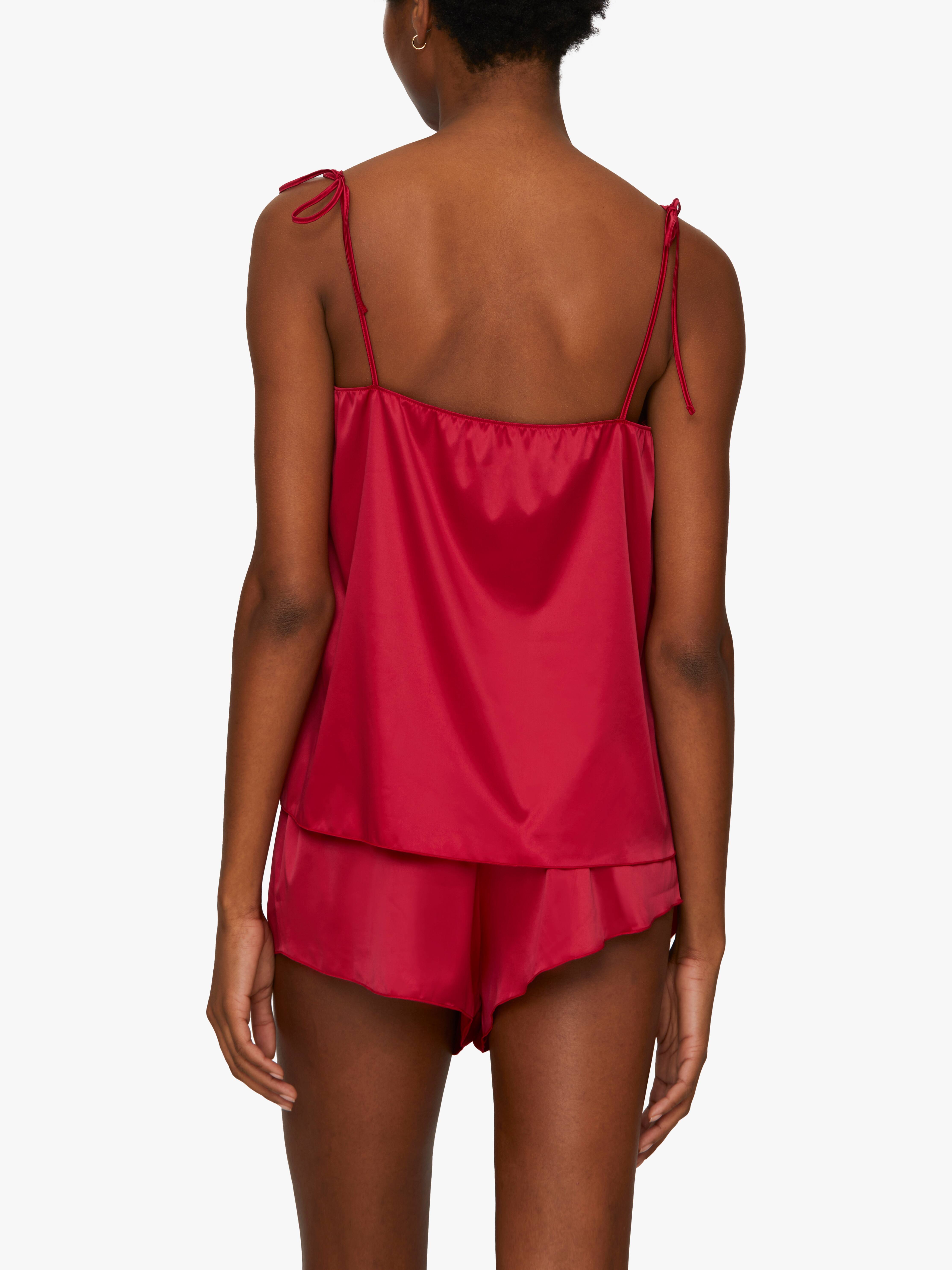 Completo pigiama camicia pantaloni in raso - ROSSO - Donna - 20.00