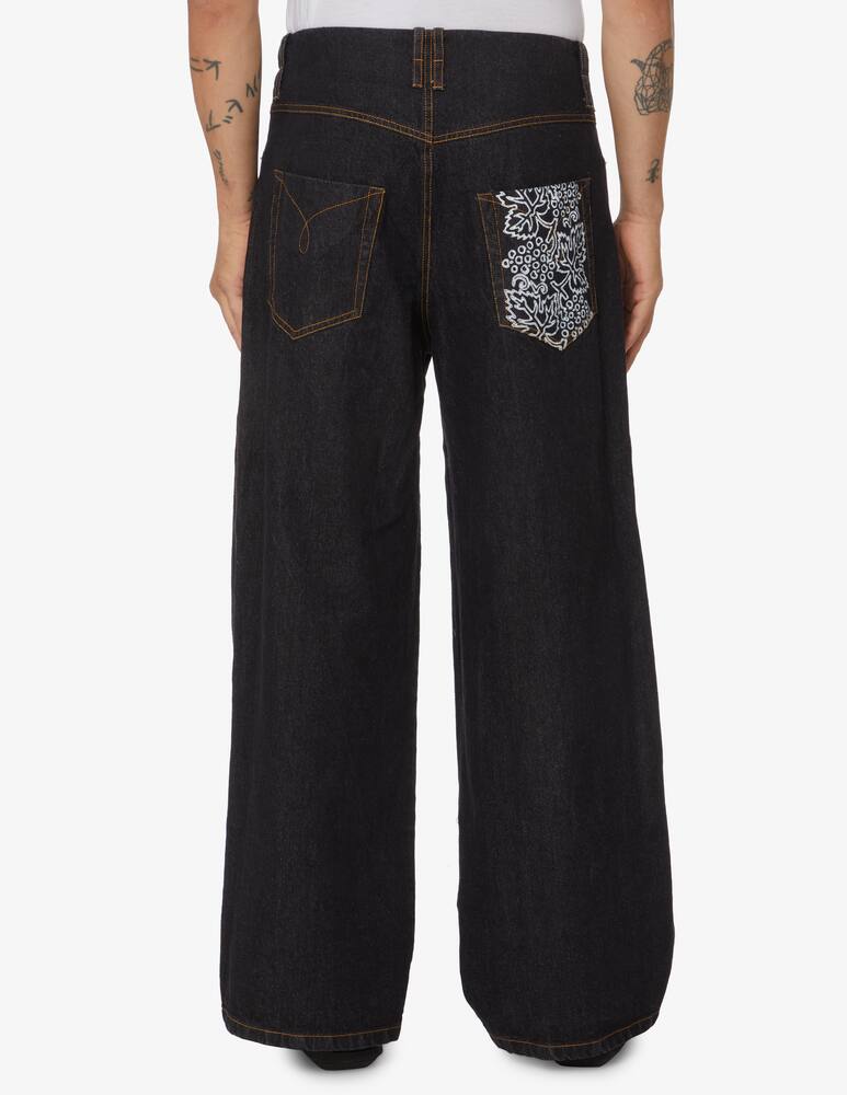 rinascente Federico Cina Jeans 5 tasche con stampa  - Nero