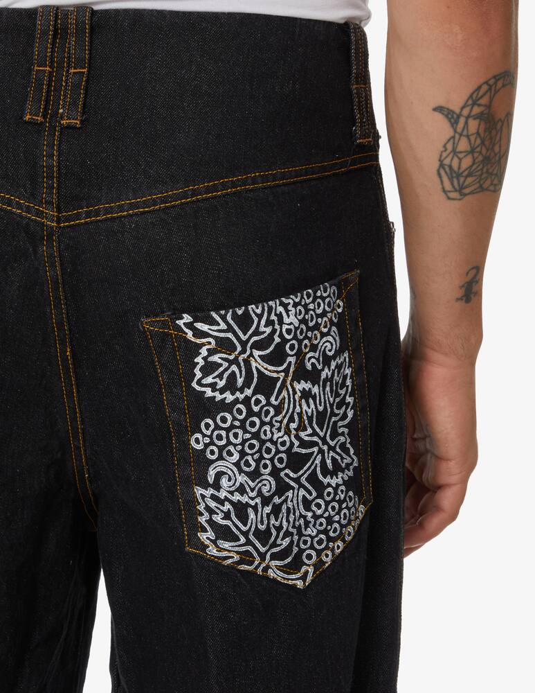 rinascente Federico Cina Jeans 5 tasche con stampa  - Nero