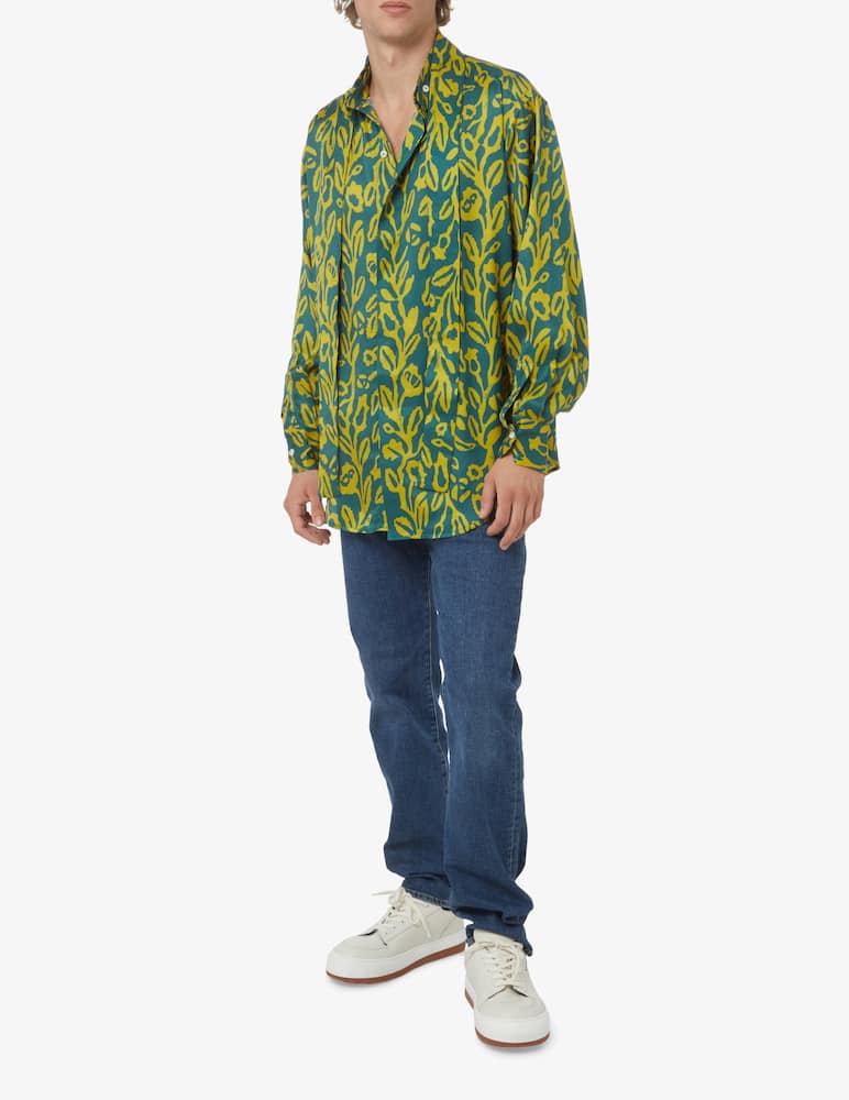 rinascente Federico Cina Removable neck side shirt - Green