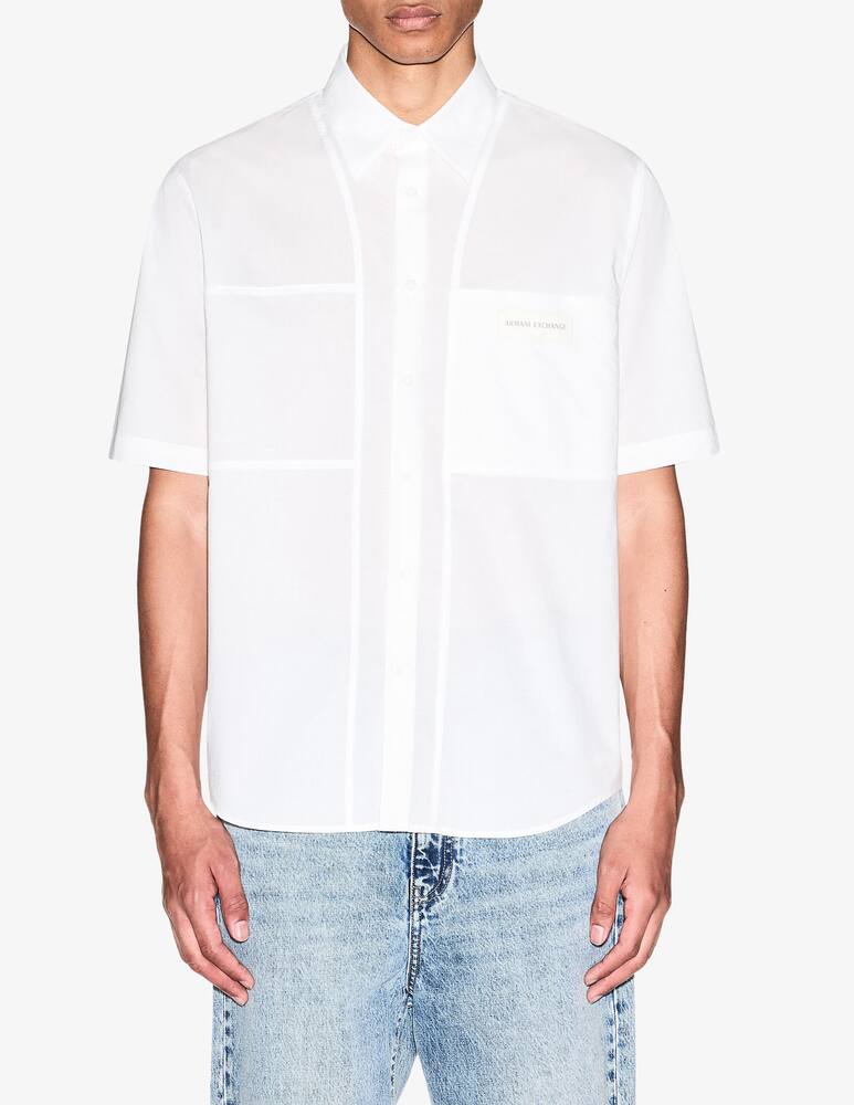 Armani Exchange Camicia in cotone poplin con logo - immagine 1