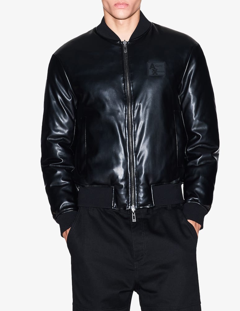 Armani Exchange Bomber in similpelle con logo - immagine 1 Armani Exchange Bomber in similpelle con logo - immagine 1