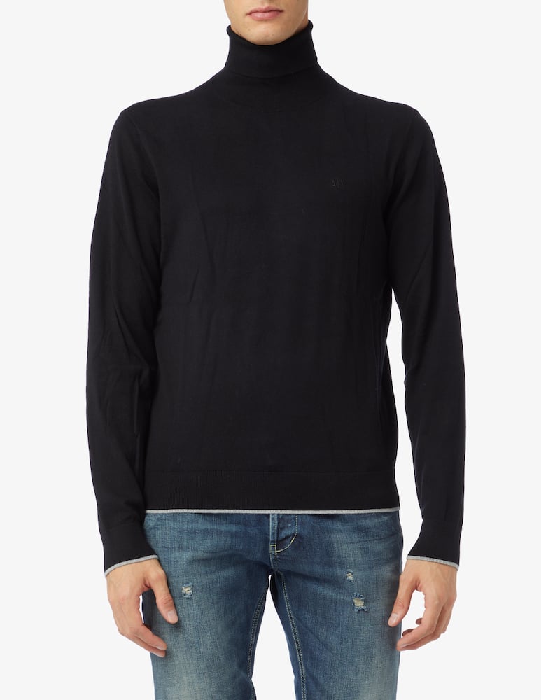 Armani Exchange Maglia dolcevita in cotone e cashmere - nero - immagine 1 Armani Exchange Maglia dolcevita in cotone e cashmere - nero - immagine 1