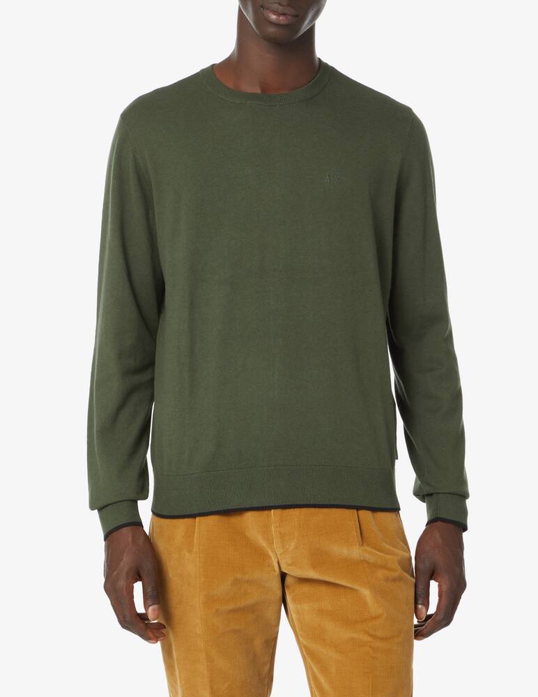 Armani Exchange Maglia girocollo in cotone e cashmere - verde militare - immagine 1 Armani Exchange Maglia girocollo in cotone e cashmere - verde militare - immagine 1