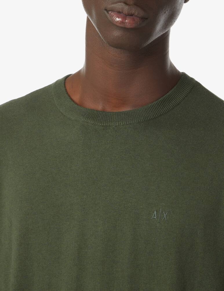 Armani Exchange Maglia girocollo in cotone e cashmere - verde militare - immagine 4 Armani Exchange Maglia girocollo in cotone e cashmere - verde militare - immagine 4