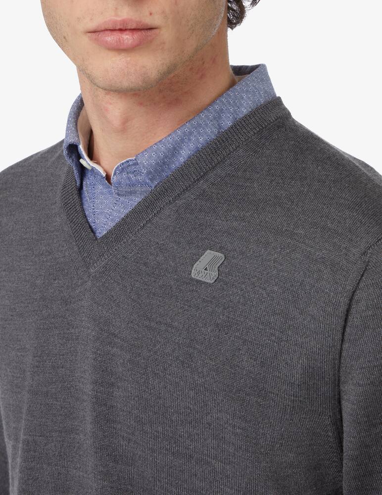 rinascente K-Way V neck wool jumper - grey