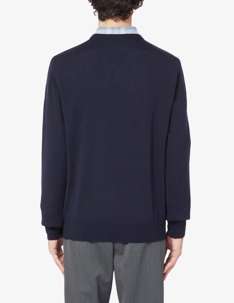 rinascente K-Way Maglia con scollo a v in lana - blu scuro