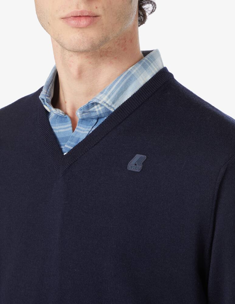 rinascente K-Way Maglia con scollo a v in lana - blu scuro