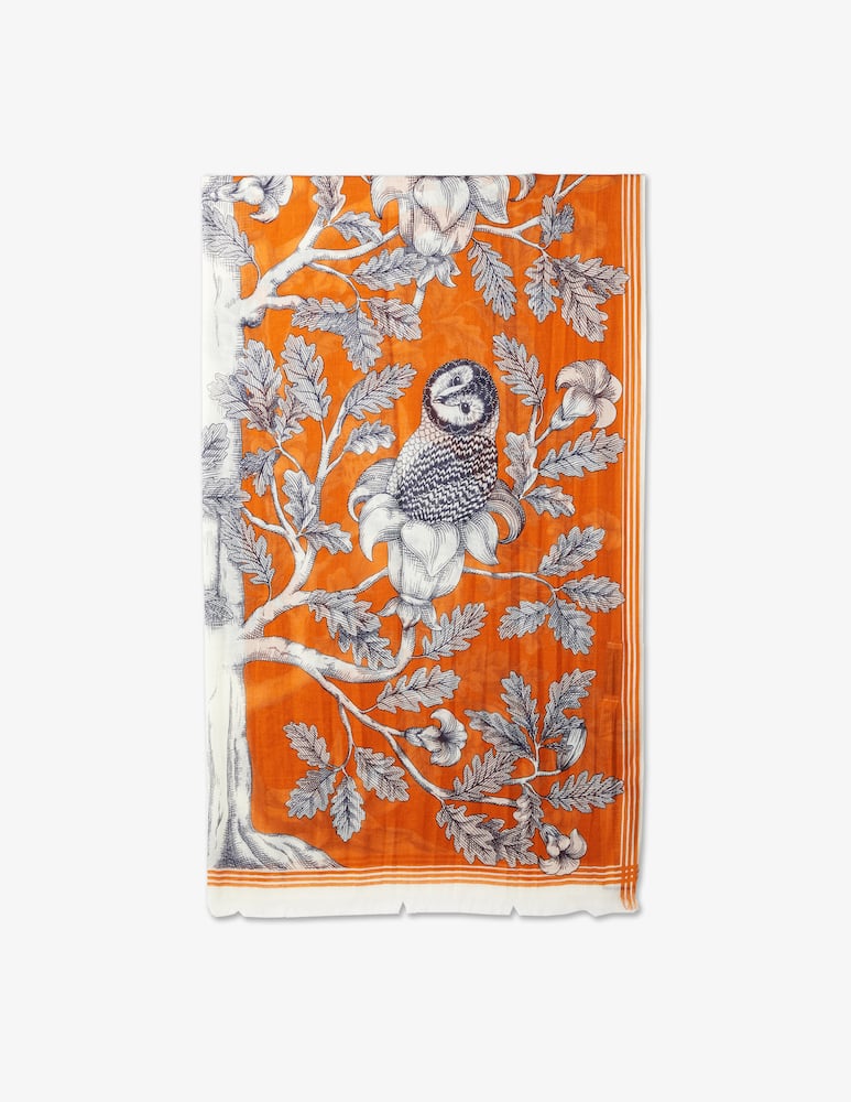 rinascente Inoui Editions Archimede 100x190 owls scarf - Orange