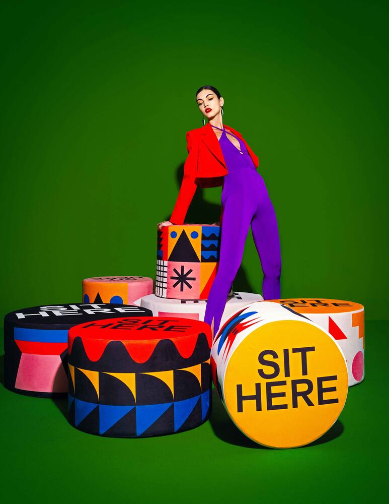 rinascente Qeeboo Pouf Oggian Sit Here S - Multicolor