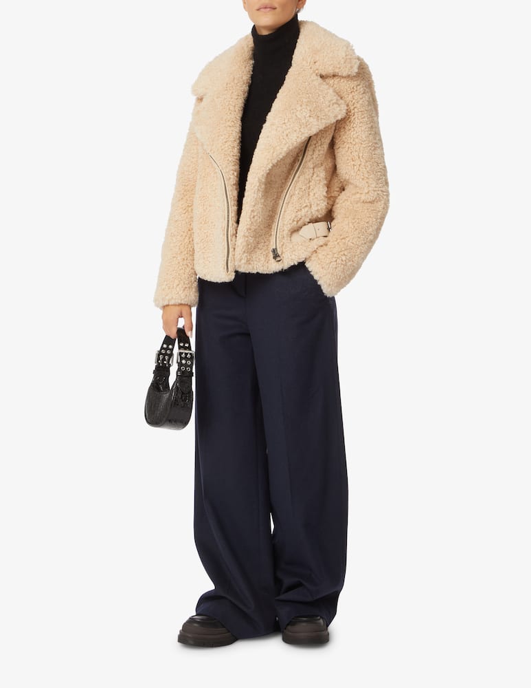 rinascente urbancode Sherpa zipper biker jacket - Beige