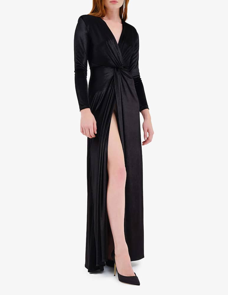 rinascente Face to Face Style Naomi velvet long dress - Black