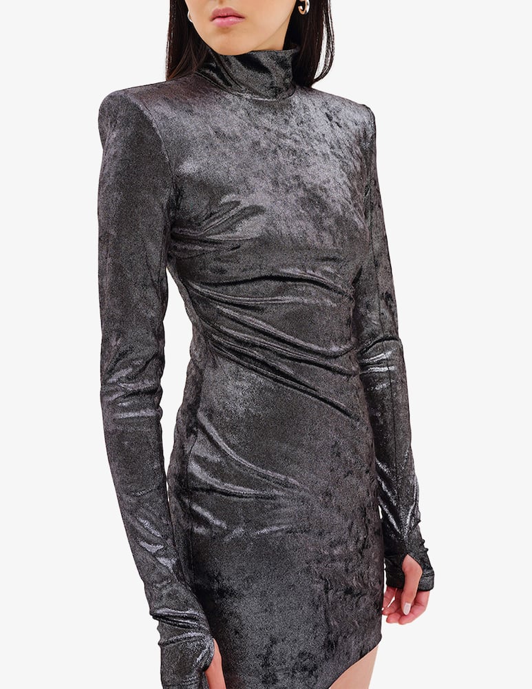 rinascente Face to Face Style Lucy velvet mini dress - Black