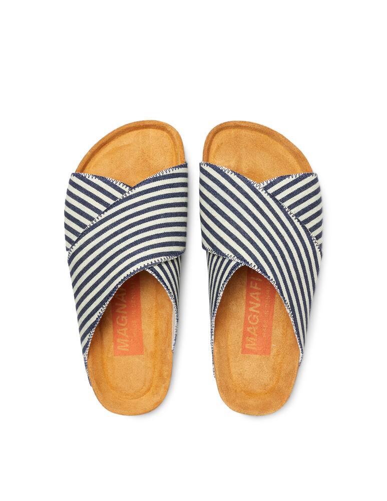 rinascente Magnafied Sandali bassi incrociati in denim rigato Una
