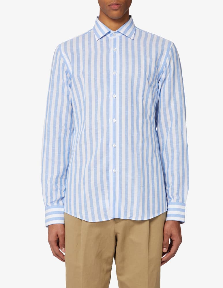 Sartoria Italiana Camicia cotone e lino banda larga - immagine 1 Sartoria Italiana Camicia cotone e lino banda larga - immagine 1