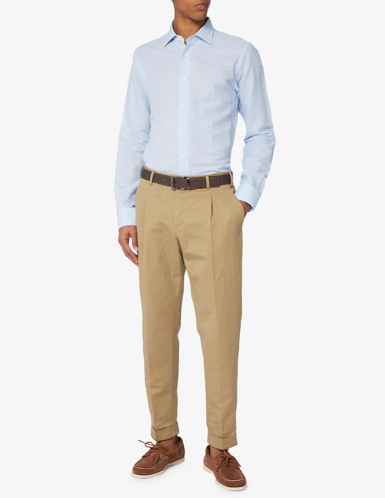 rinascente Sartoria Italiana Micro pied de poule linen shirt 