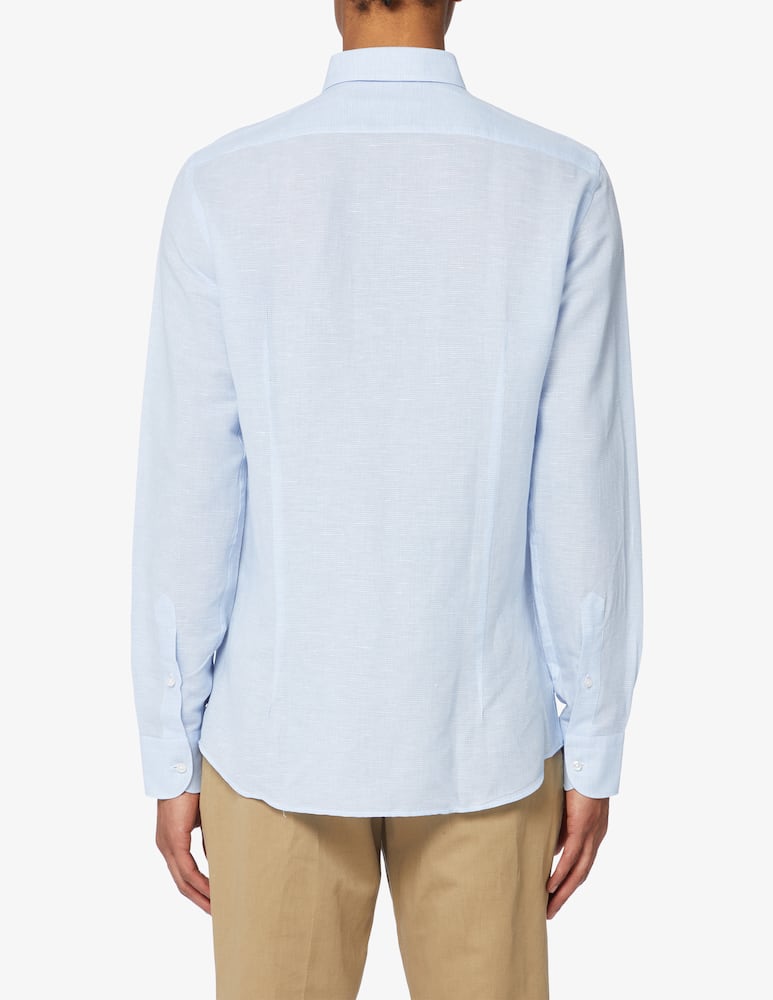 rinascente Sartoria Italiana Micro pied de poule linen shirt 