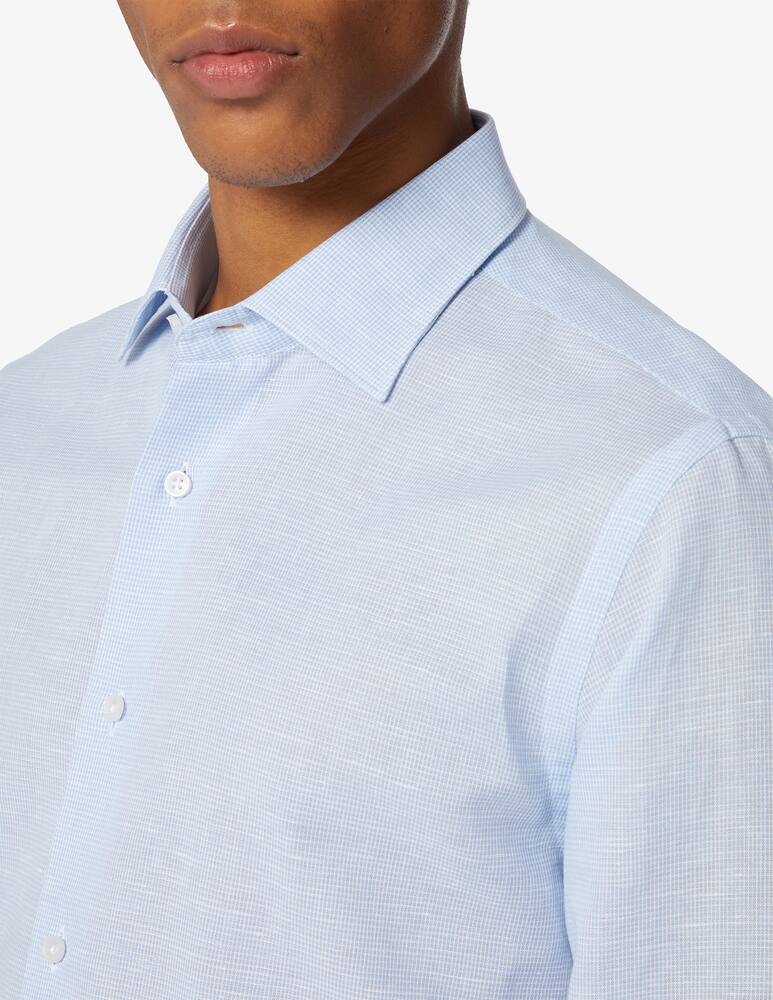 rinascente Sartoria Italiana Micro pied de poule linen shirt 