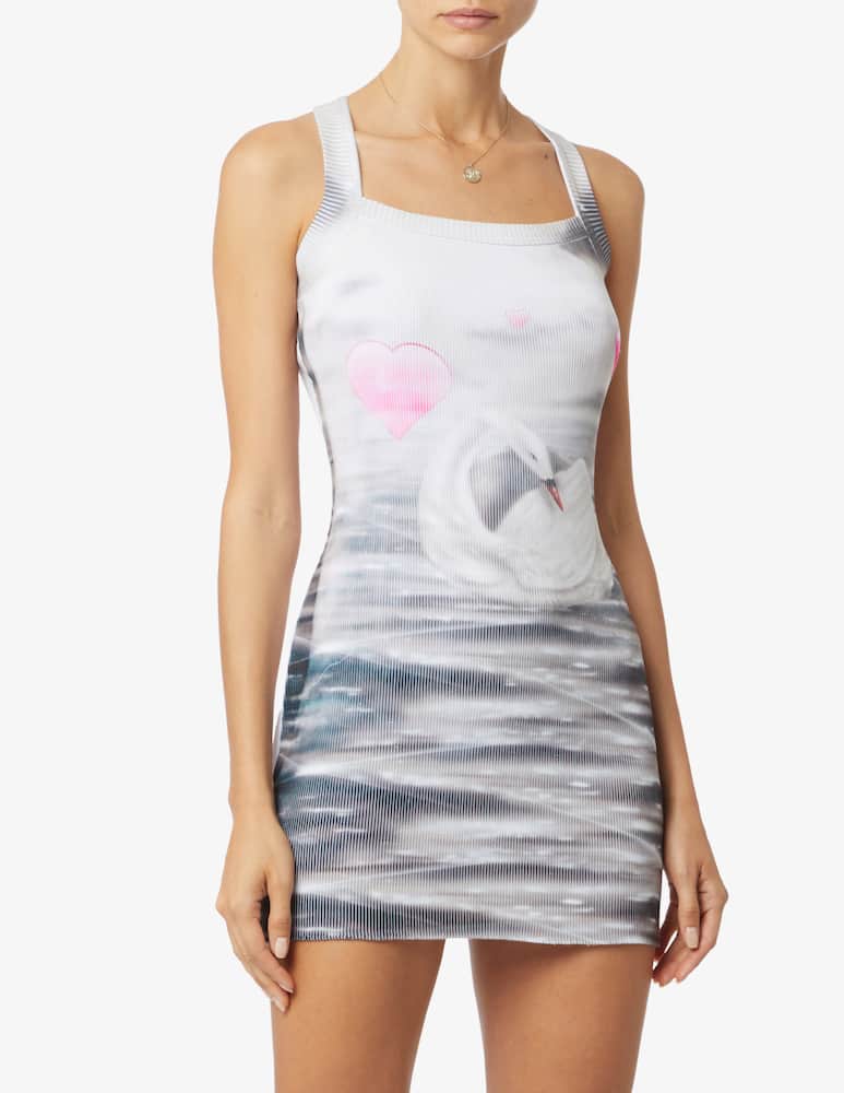 rinascente Salvatore Vignola Abito mini con stampa cigno - Grigio