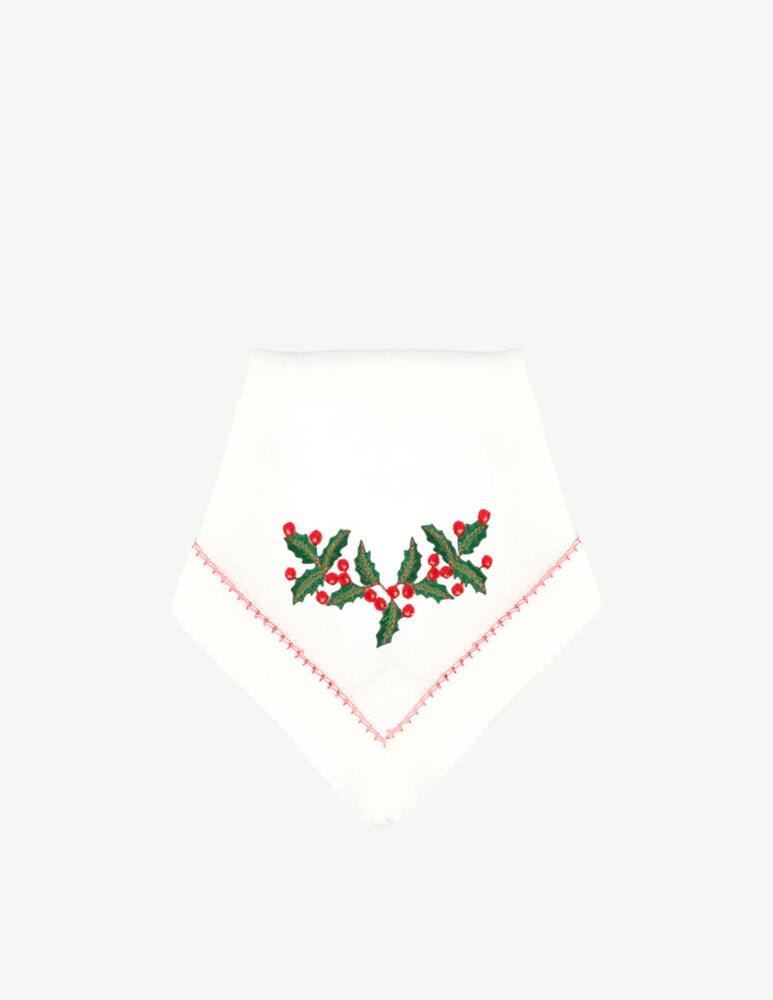 rinascente Mariaida Home Embroidered Napkin with Holly