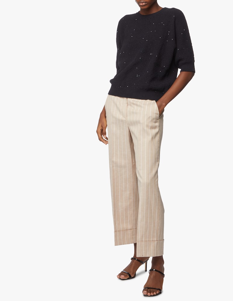 rinascente Peserico Cotton sequins yarn sweater 