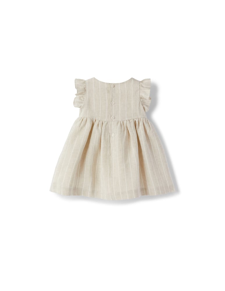 rinascente Il Gufo Striped linen dress with bows