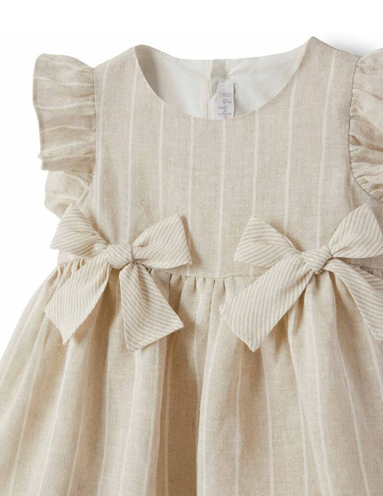rinascente Il Gufo Striped linen dress with bows