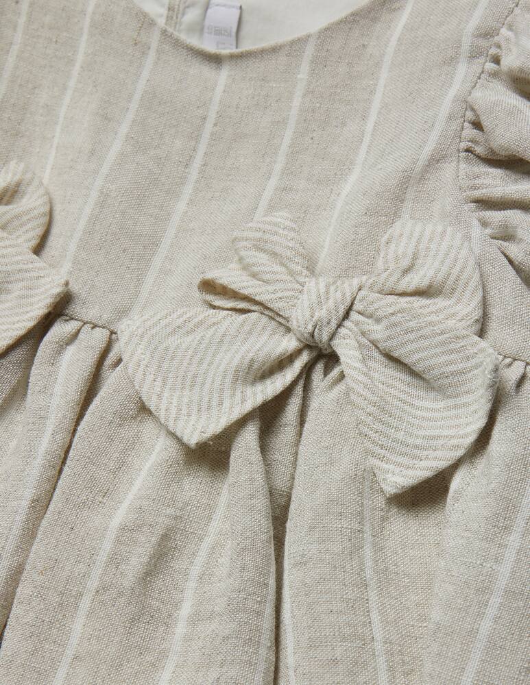 rinascente Il Gufo Striped linen dress with bows