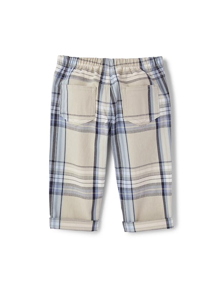 rinascente Il Gufo Cotton madras trousers with elastic at waist