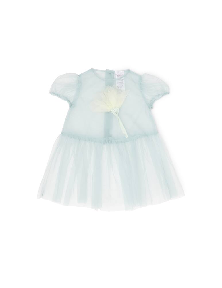 rinascente Il Gufo Tulle short sleeve dress with applied flower