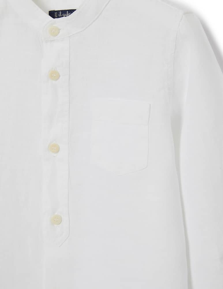 Il Gufo Mandarin collar linen shirt - picture 3 Il Gufo Mandarin collar linen shirt - picture 3