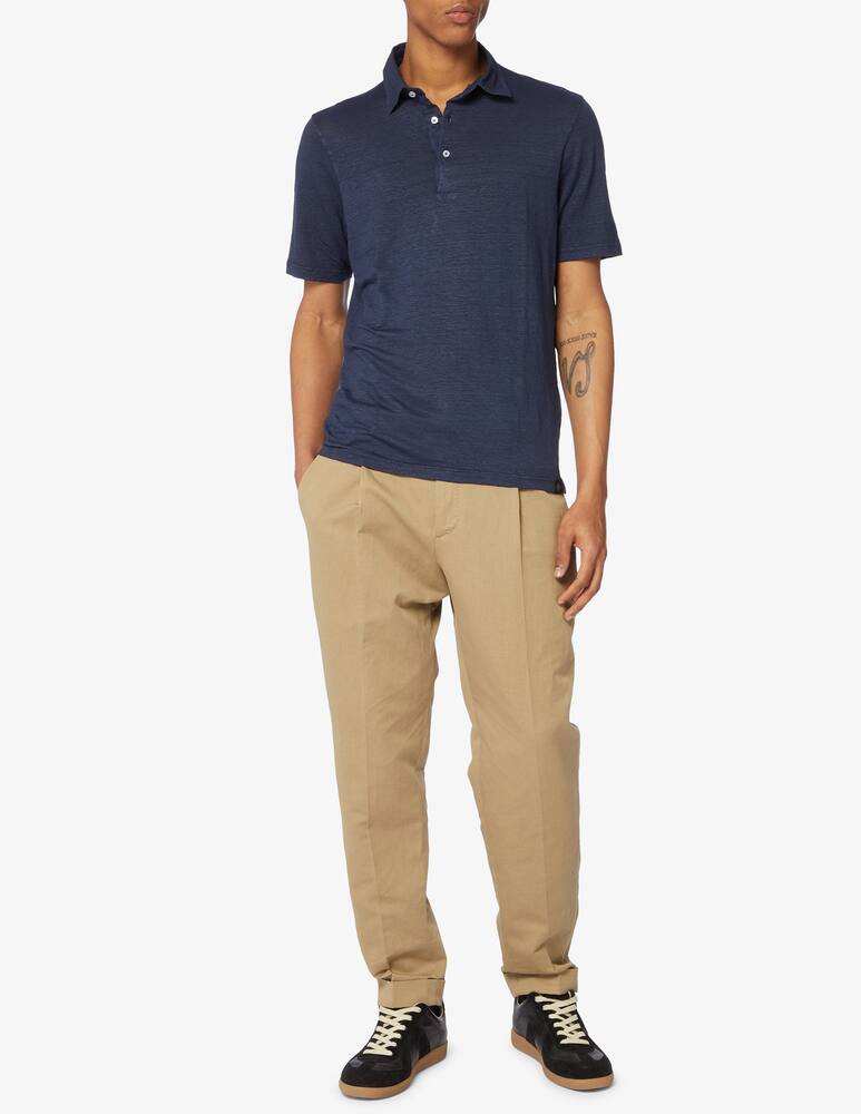 rinascente Gran Sasso Ultra light stretch linen jersey polo shirt 