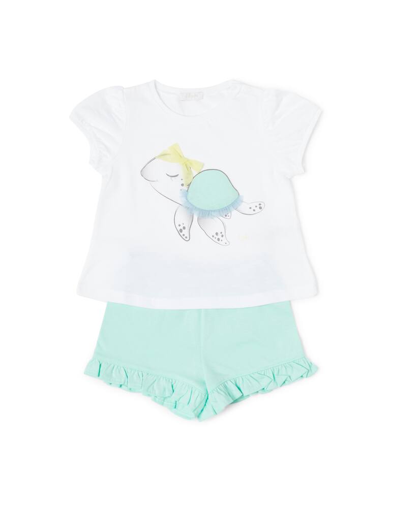 rinascente Il Gufo Completo due pezzi in jersey con stampa tartaruga