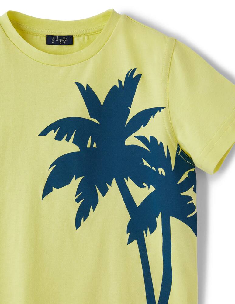 rinascente Il Gufo T-shirt manica corta in jersey di cotone con stampa palma