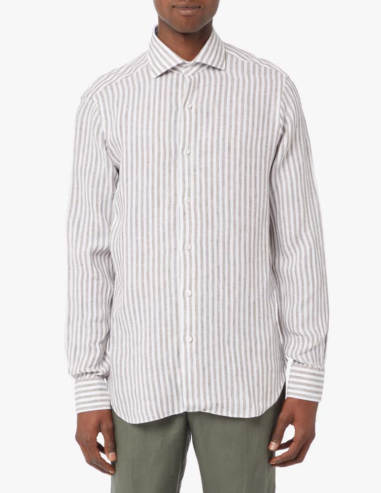 Barba Napoli Big stripe linen shirt - picture 1 Barba Napoli Big stripe linen shirt - picture 1