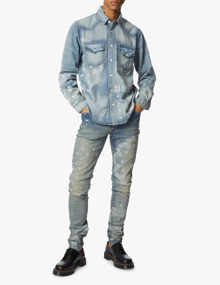 rinascente Amiri Camicia stampa bandana in denim
