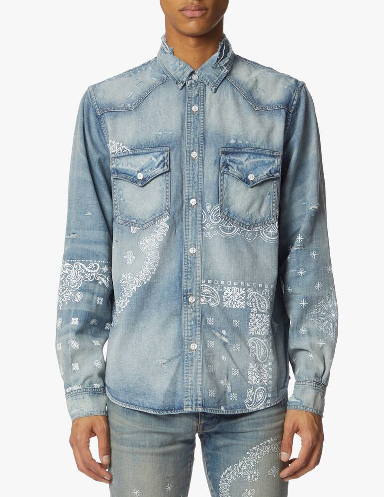rinascente Amiri Camicia stampa bandana in denim