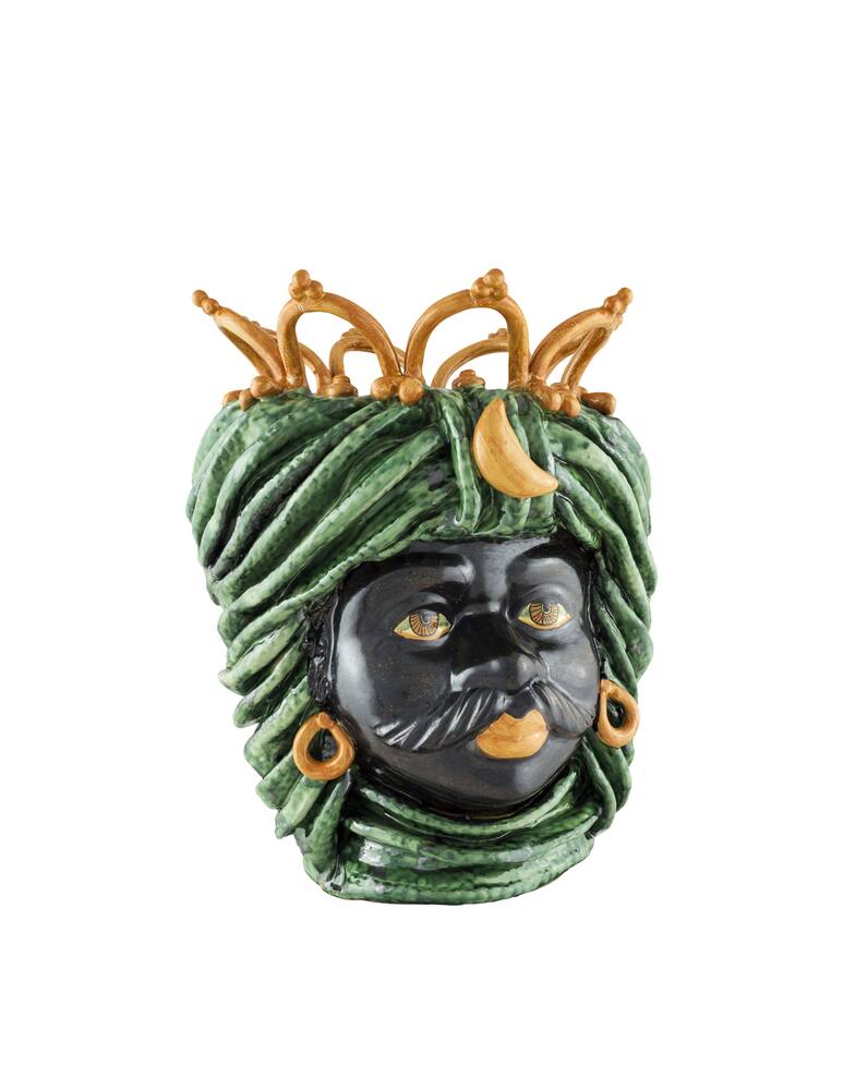 rinascente Giacomo Alessi Medium Man head green turban and crown - Green